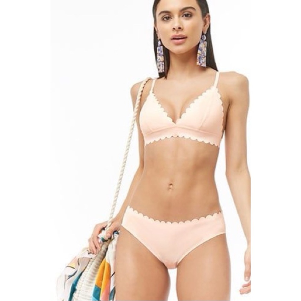 South Beach London Peach Scalloped Bikini Bottom